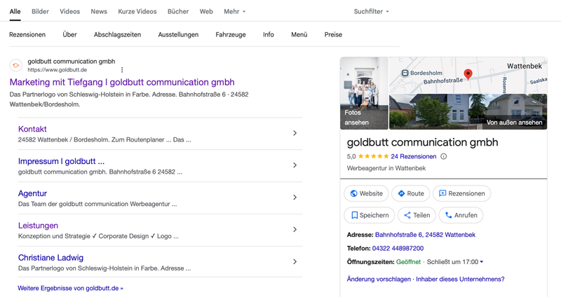 Google my Business von goldbutt