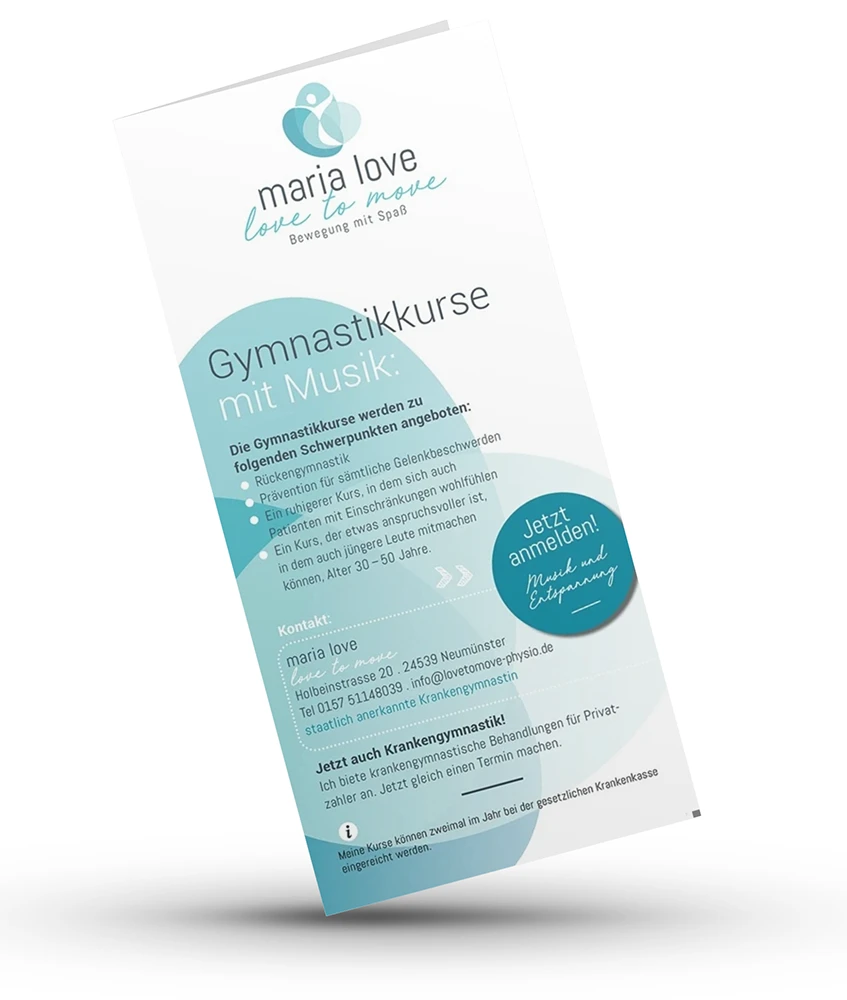 Flyer der Physiotherapiepraxis Maria Love